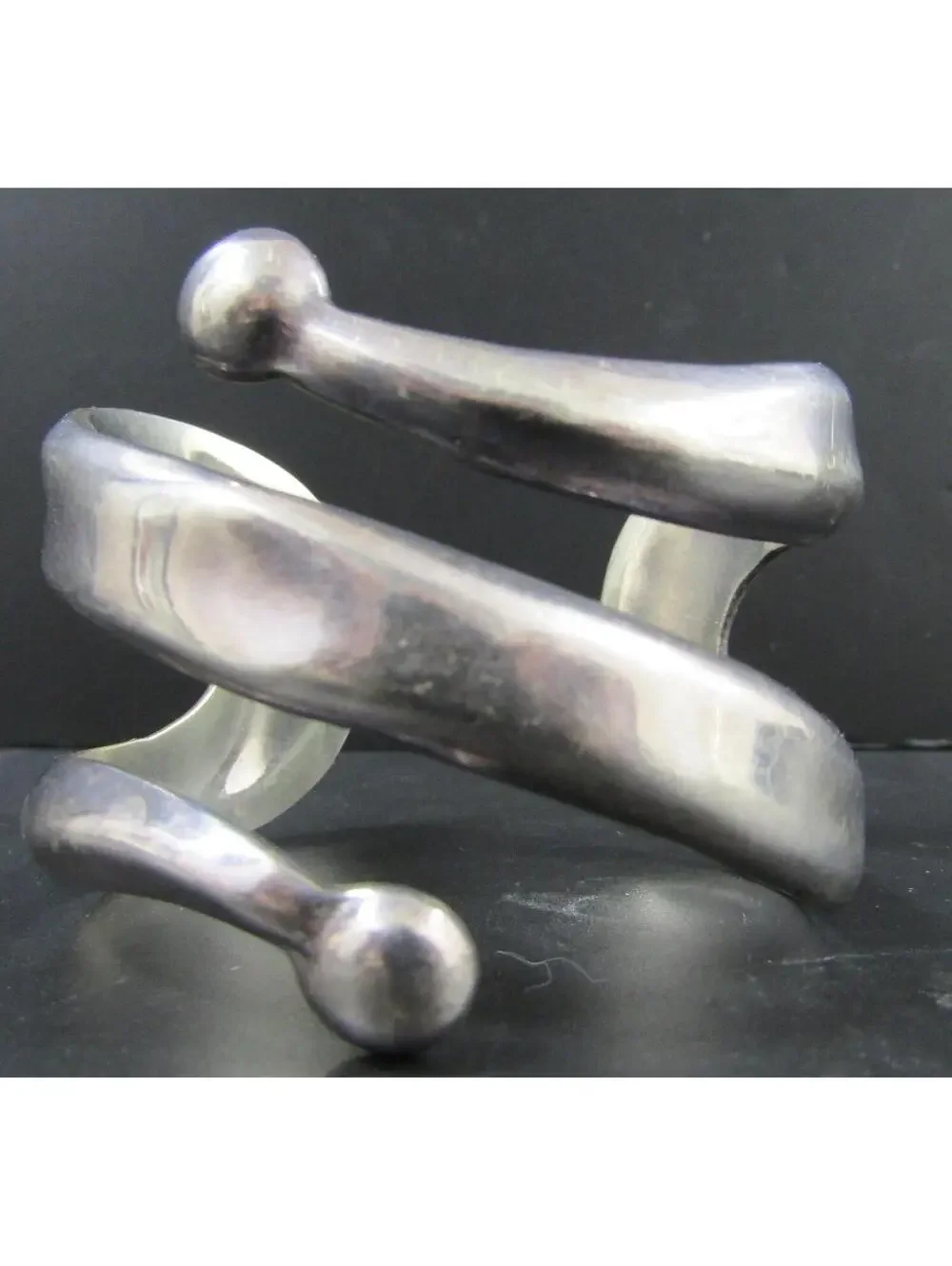 Taxco TH-17 63.4g Sterling Silver Swirl Bracelet - Picture 6 of 8